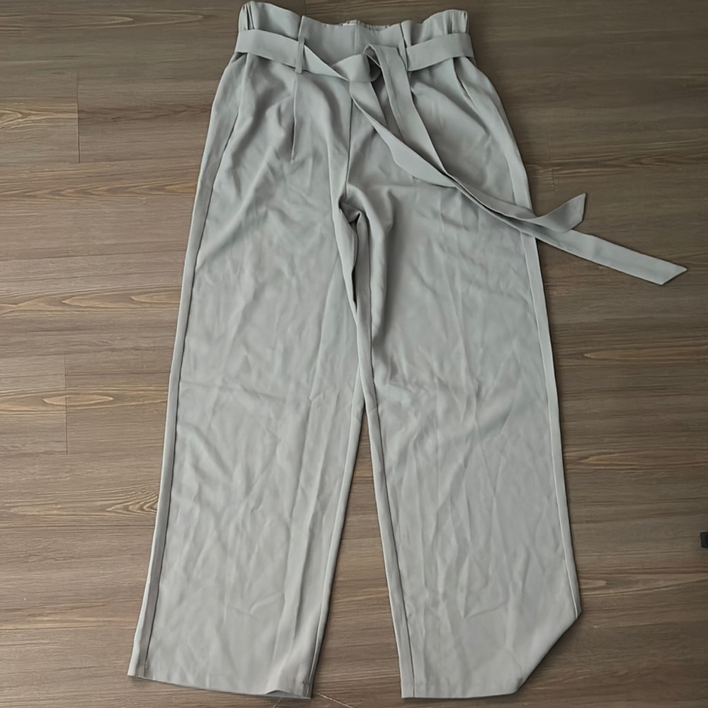 Neiman Marcus Gray High-Waisted Trousers